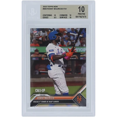 Ronny Mauricio New York Mets 2023 Topps Now Cracks 1st Homer Of MLB Career #858 BGS Authenticated 10 Rookie Card - 10,10,9.5,10 Subgrades