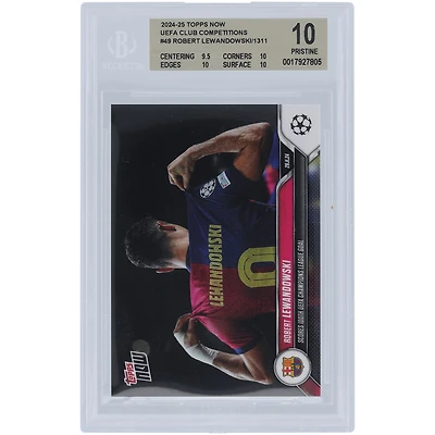 Robert Lewandowski Barcelona 2024-25 Topps Now Scores 100th UEFA Champions League Goal 26.11.24 #49 BGS Authenticated 10 Card - 9.5,10,10,10 Subgrades