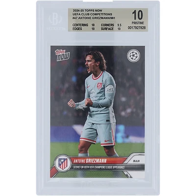 Antoine Griezmann Atletico de Madrid 2024-25 Topps Now Scores on 100th UEFA Champions League Appearance 26.11.24 #47 BGS Authenticated 10 Card - 10,9.5,10,10 Subgrades