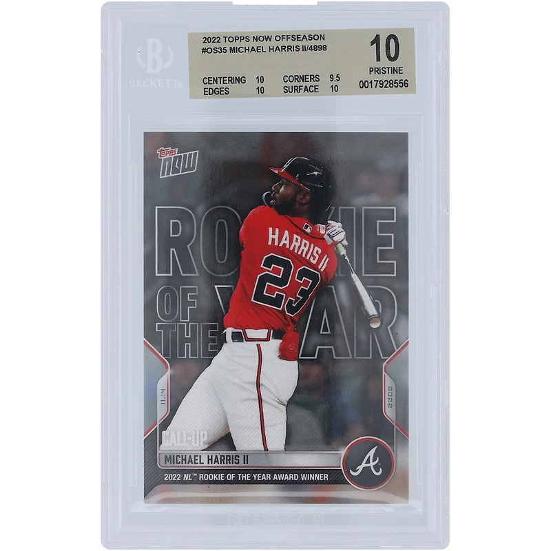 Michael Harris Atlanta Braves 2022 Topps Now 2022 NL Rookie of The Year Award Winner 11.14.2022 #OS-35 BGS Authenticated 10 Card - 10,9.5,10,10 Subgrades
