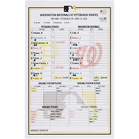 Pittsburgh Pirates Game-Used Lineup Card vs. Washington Nationals on April 16
