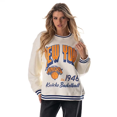 Unisex The Wild Collective White New York Knicks Oversize Vintage French Terry Sweatshirt