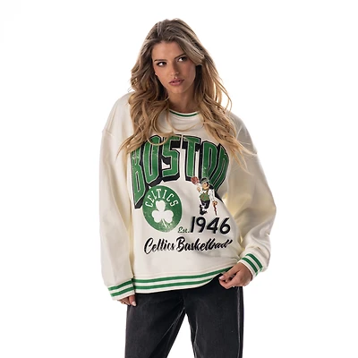 Unisex The Wild Collective White Boston Celtics Oversize Vintage French Terry Sweatshirt