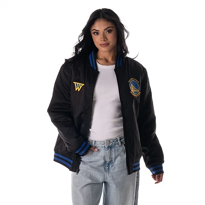 Unisex The Wild Collective  Black Golden State Warriors Full-Snap Bomber Jacket