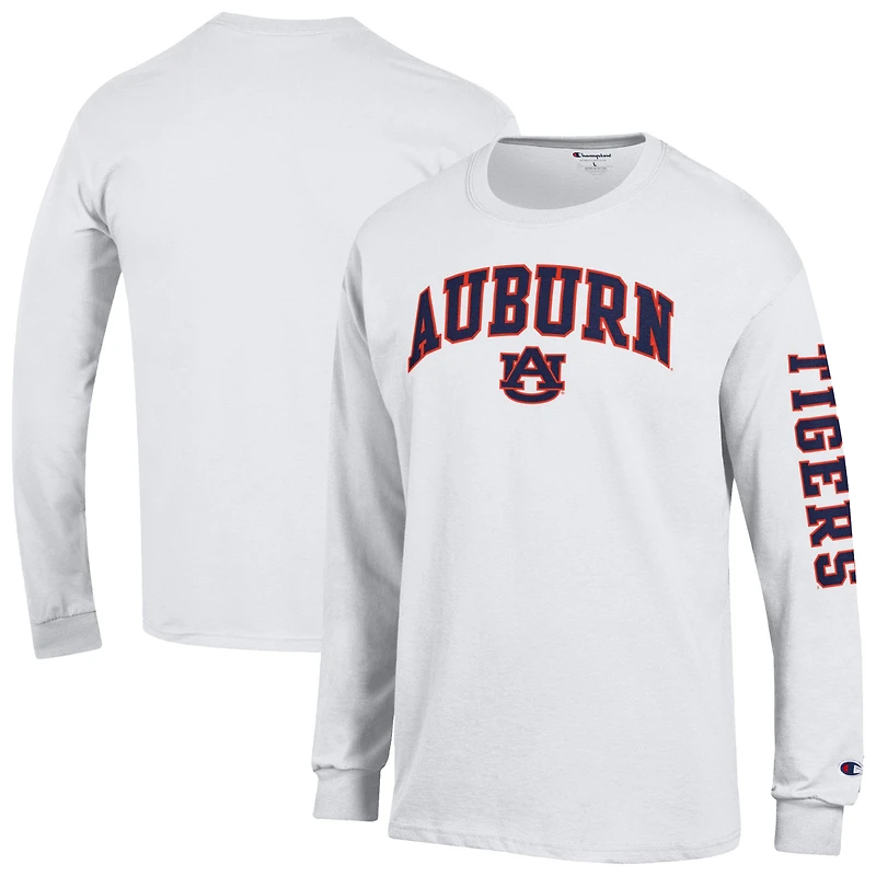 Men's Champion  White Auburn Tigers Arch Over Logo 2-Hit Long Sleeve T-Shirt
