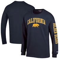 Men's Champion  Navy Cal Bears Arch Over Logo 2-Hit Long Sleeve T-Shirt