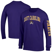 Men's Champion ECU Pirates Arch Over Logo 2-Hit Long Sleeve T-Shirt