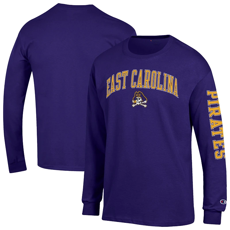 Men's Champion ECU Pirates Arch Over Logo 2-Hit Long Sleeve T-Shirt