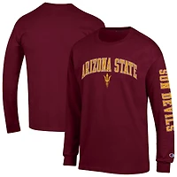 Men's Champion  Maroon Arizona State Sun Devils Arch Over Logo 2-Hit Long Sleeve T-Shirt