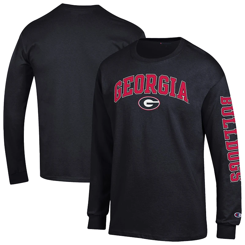 Men's Champion Black Georgia Bulldogs Arch Over Logo 2-Hit Long Sleeve T-Shirt