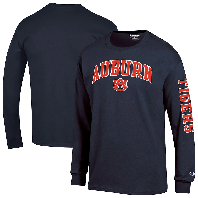Men's Champion  Navy Auburn Tigers Arch Over Logo 2-Hit Long Sleeve T-Shirt