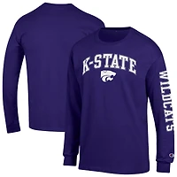 Men's Champion  Purple Kansas State Wildcats Arch Over Logo 2-Hit Long Sleeve T-Shirt