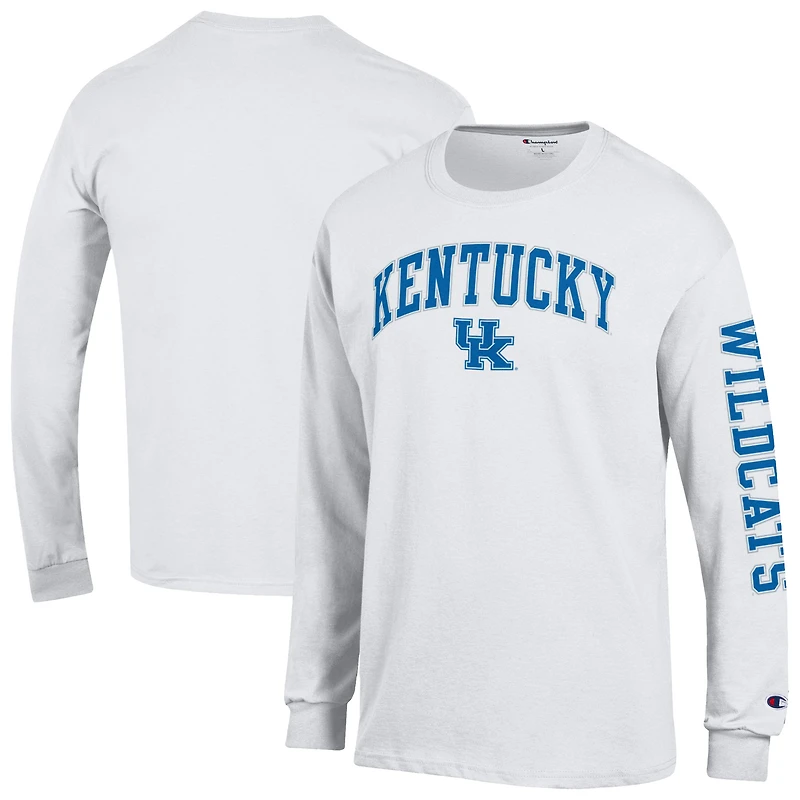 Men's Champion  White Kentucky Wildcats Arch Over Logo 2-Hit Long Sleeve T-Shirt