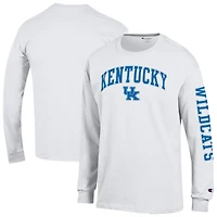 Men's Champion  White Kentucky Wildcats Arch Over Logo 2-Hit Long Sleeve T-Shirt