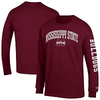 Men's Champion  Maroon Mississippi State Bulldogs Arch Over Logo 2-Hit Long Sleeve T-Shirt