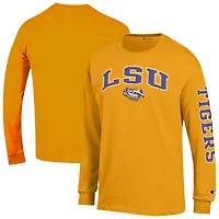 Men's Champion  Gold LSU Tigers Arch Over Logo 2-Hit Long Sleeve T-Shirt