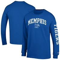 Men's Champion  Royal Memphis Tigers Arch Over Logo 2-Hit Long Sleeve T-Shirt