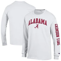 Men's Champion  White Alabama Crimson Tide Arch Over Logo 2-Hit Long Sleeve T-Shirt