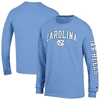 Men's Champion  Carolina Blue North Carolina Tar Heels Arch Over Logo 2-Hit Long Sleeve T-Shirt