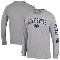 Men's Champion  Heather Gray Penn State Nittany Lions Arch Over Logo 2-Hit Long Sleeve T-Shirt
