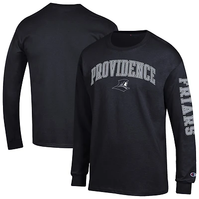 Men's Champion Black Providence Friars Arch Over Logo 2-Hit Long Sleeve T-Shirt