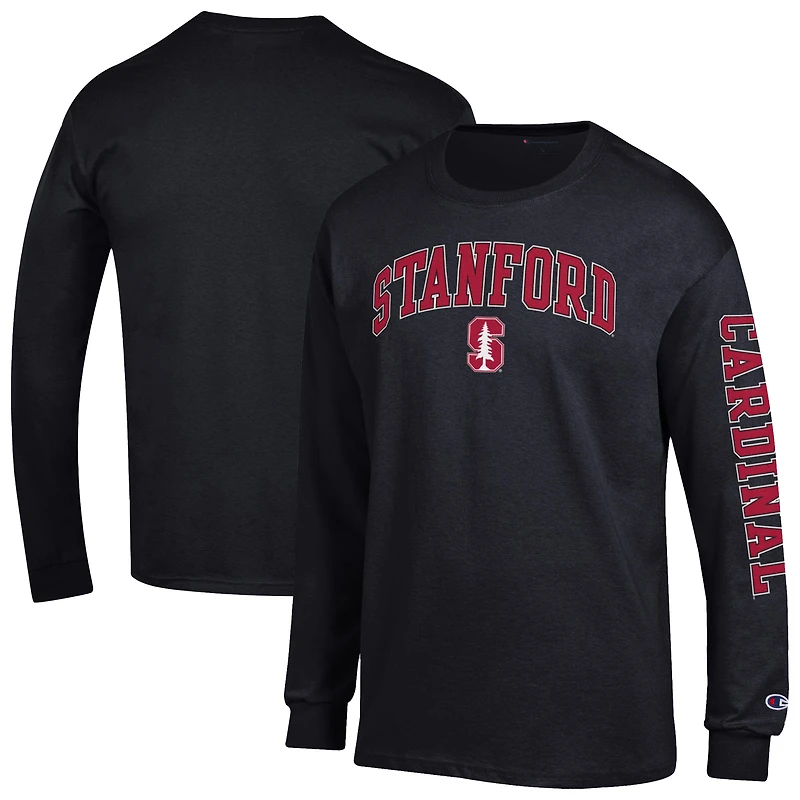 Men's Champion Black Stanford Cardinal Arch Over Logo 2-Hit Long Sleeve T-Shirt