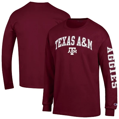 Men's Champion  Maroon Texas A&M Aggies Arch Over Logo 2-Hit Long Sleeve T-Shirt