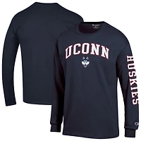 Men's Champion  Navy UConn Huskies Arch Over Logo 2-Hit Long Sleeve T-Shirt