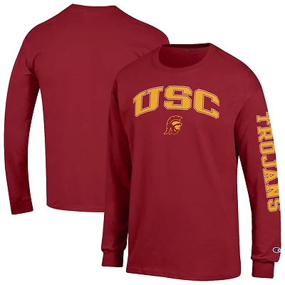 Men's Champion  Cardinal USC Trojans Arch Over Logo 2-Hit Long Sleeve T-Shirt