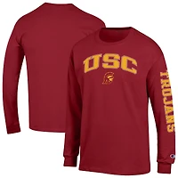 Men's Champion  Cardinal USC Trojans Arch Over Logo 2-Hit Long Sleeve T-Shirt