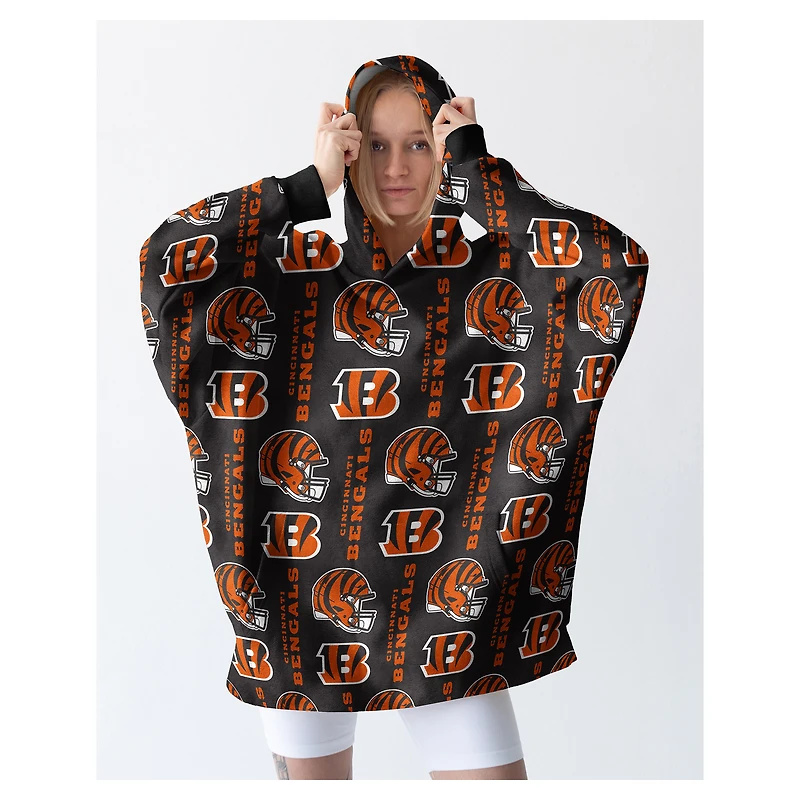 Pegasus Cincinnati Bengals 54" x 72" Homefield Repeat Logo Wearable Hoodie Blanket