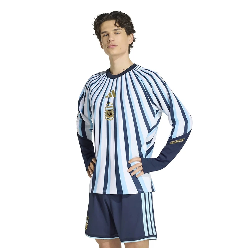 Men's adidas White Argentina National Team 2026 Long Sleeve Pre-Match Top
