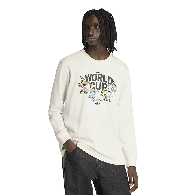 Men's adidas White FIFA World Cup Historic Mascot Long Sleeve T-Shirt
