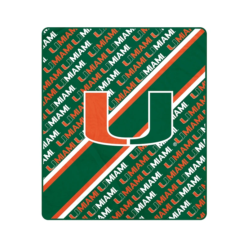 Pegasus Miami Hurricanes 50" x 60" Diagonal Lined Wordmark Ultra Soft Blanket