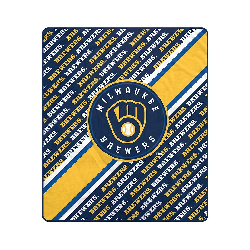 Pegasus Milwaukee Brewers 50" x 60" Diagonal Lined Wordmark Ultra Soft Blanket