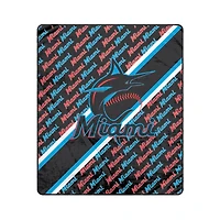 Pegasus Miami Marlins 50" x 60" Diagonal Lined Wordmark Ultra Soft Blanket