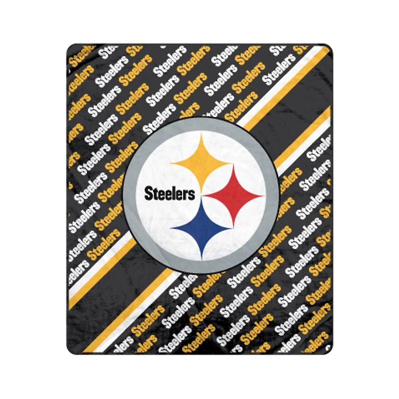 Pegasus Pittsburgh Steelers 60" x 70" Diagonal Lined Wordmark Ultra Soft Blanket