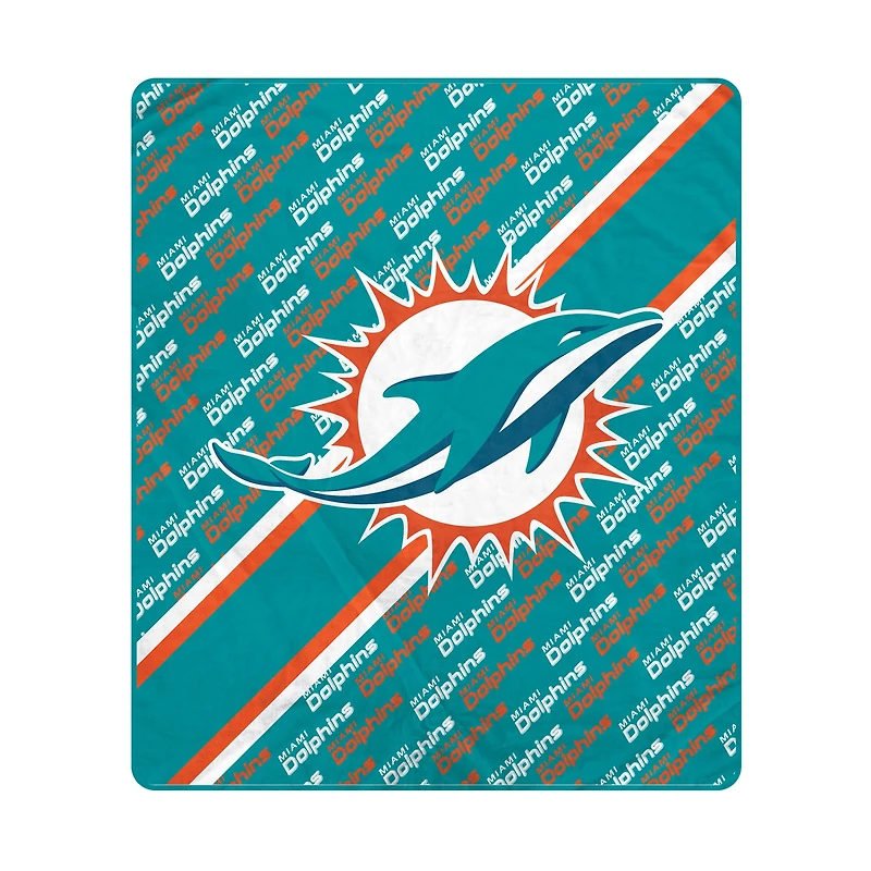 Pegasus Miami Dolphins 60" x 70" Diagonal Lined Wordmark Ultra Soft Blanket