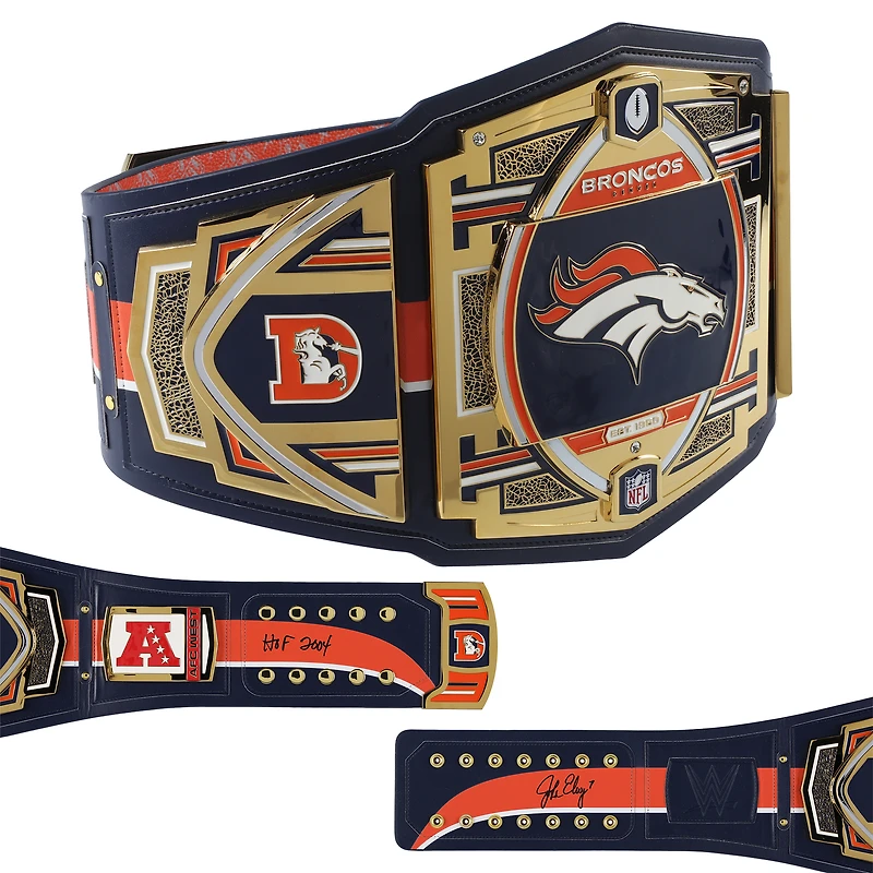 John Elway Denver Broncos Autographed WWE Title Belt with "HOF 2004" Inscription