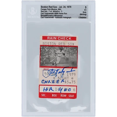 Carl Yastrzemski Boston Red Sox Autographed 400th Home Run Beckett Fanatics Witnessed Authenticated 5 Ticket from July 24, 1979 with "Career HR 400" Inscription