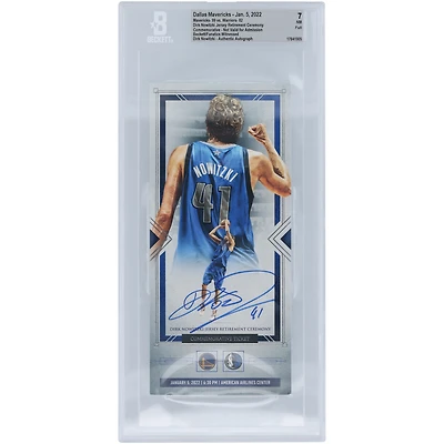 Dirk Nowitzki Dallas Mavericks Autographed Jersey Retirement Ceremony Commemorative Beckett Fanatics Witnessed Authenticated 7 Ticket from January 5, 2022