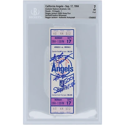 Reggie Jackson California Angels Autographed 500th Home Run Beckett Fanatics Witnessed Authenticated 7 Ticket from September 17, 1984 with "HR #500 Sept 17-84" Inscription