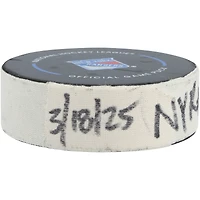 Artemi Panarin New York Rangers Game-Used Goal Puck vs. Calgary Flames on March 18, 2025