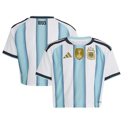 Women's adidas White Argentina National Team Home 2022 Winners Cropped Replica Jersey