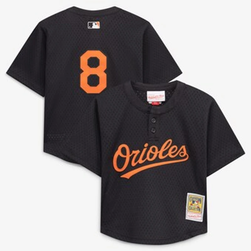 Toddler Mitchell & Ness Cal Ripken Jr. Black Baltimore Orioles Throwback Mesh Batting Practice Jersey