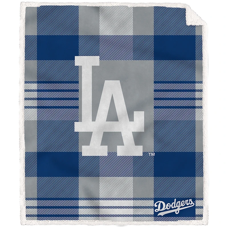 Pegasus Los Angeles Dodgers Pegasus 60" x 70" Plaid Steel Royal Plush Sherpa Blanket