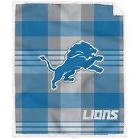 Pegasus Detroit Lions Pegasus 60" x 70" Plaid Steel Royal Plush Sherpa Blanket