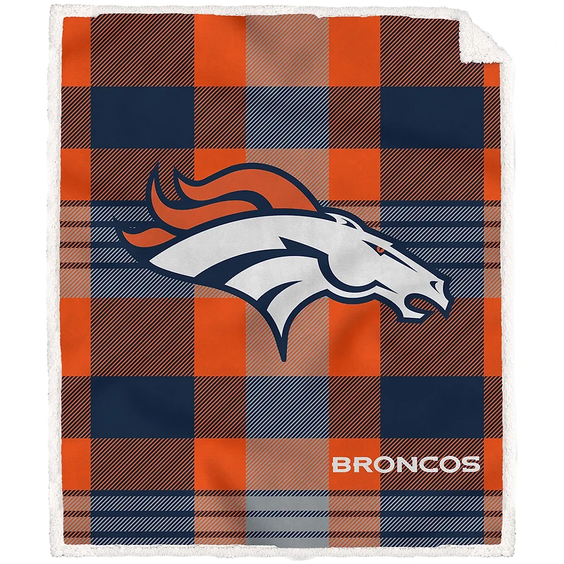 Pegasus Denver Broncos Pegasus 60" x 70" Plaid Steel Royal Plush Sherpa Blanket
