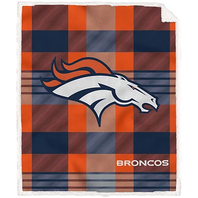 Pegasus Denver Broncos Pegasus 60" x 70" Plaid Steel Royal Plush Sherpa Blanket