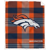 Pegasus Denver Broncos Pegasus 60" x 70" Plaid Steel Royal Plush Sherpa Blanket